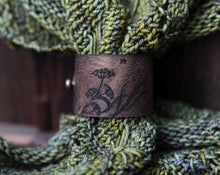 Load image into Gallery viewer, Luna Moth Moon & Stars Leather Shawl Cuff with Bronze Stud: 7 Inch