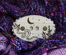 Load image into Gallery viewer, Wooden Snake Row Counter with Stars, Moon & Plants