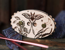 Load image into Gallery viewer, Luna Moth Cherry Wood Knitting Row Counter with Stars & Moon