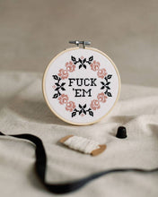 Load image into Gallery viewer, 'Fuck 'Em' Cross Stitch Kit: Mid Pink