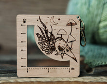 Load image into Gallery viewer, Raven Skull Mushroom Knit Crochet Gauge Ruler