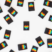 Load image into Gallery viewer, Rainbow Heart Woven Sewing Labels