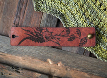 Load image into Gallery viewer, Leather Raven Skull Shawl Cuff with Bronze Stud: 6 Inch