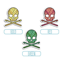 Load image into Gallery viewer, Yarn Skull (Crochet) Stickers: Silver / Gloss