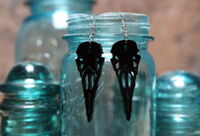 Load image into Gallery viewer, Raven Skull Acrylic Earrings Black Bird Design