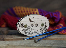 Load image into Gallery viewer, Wooden Snake Row Counter with Stars, Moon & Plants