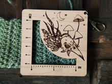 Load image into Gallery viewer, Raven Skull Mushroom Knit Crochet Gauge Ruler