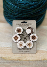 Load image into Gallery viewer, Moon and Stars Maple Wood Knitting Stitch Markers Set of 6