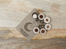 Load image into Gallery viewer, Moon and Stars Maple Wood Knitting Stitch Markers Set of 6