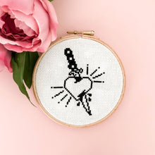Load image into Gallery viewer, Heart & Dagger Modern Cross Stitch Kit