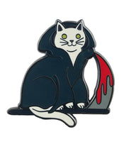 Load image into Gallery viewer, Grim Reaper Cat Enamel Pin: Gunmetal