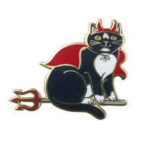 Load image into Gallery viewer, Devil Cat Enamel Pin: Gunmetal