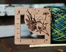 Load image into Gallery viewer, Raven Skull Mushroom Knit Crochet Gauge Ruler