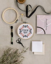 Load image into Gallery viewer, 'Fuck 'Em' Cross Stitch Kit: Mid Pink