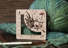 Load image into Gallery viewer, Raven Skull Mushroom Knit Crochet Gauge Ruler