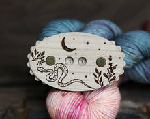 Load image into Gallery viewer, Wooden Snake Row Counter with Stars, Moon & Plants