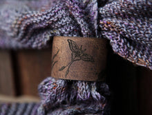 Load image into Gallery viewer, Luna Moth Moon & Stars Leather Shawl Cuff with Bronze Stud: 7 Inch