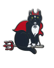 Load image into Gallery viewer, Devil Cat Enamel Pin: Gunmetal