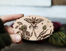 Load image into Gallery viewer, Luna Moth Cherry Wood Knitting Row Counter with Stars & Moon