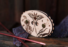 Load image into Gallery viewer, Luna Moth Cherry Wood Knitting Row Counter with Stars & Moon