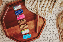 Load image into Gallery viewer, (Knitting) Needle Minder Set, Size Reminder Stitch Markers: White Oak / Set of 3 - 1 each size