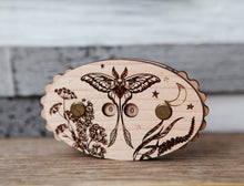 Load image into Gallery viewer, Luna Moth Cherry Wood Knitting Row Counter with Stars & Moon