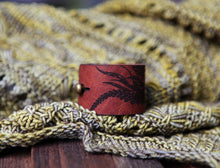 Load image into Gallery viewer, Leather Raven Skull Shawl Cuff with Bronze Stud: 7 Inch