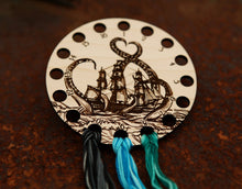 Load image into Gallery viewer, Kraken Squid Ship Embroidery Floss Storage Organizer