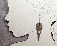 Load image into Gallery viewer, Raven Skull Wood Earrings