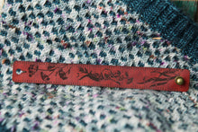 Load image into Gallery viewer, Raven Skull Leather Ruler Cuff with Bronze Stud