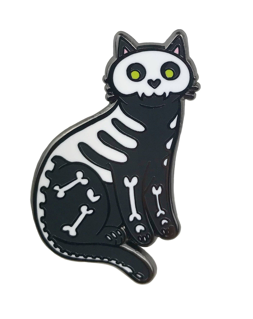 Skeleton Cat Enamel Pin