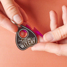 Load image into Gallery viewer, Ouija Planchette, Feeling Witchy Keychain: Opaque Black
