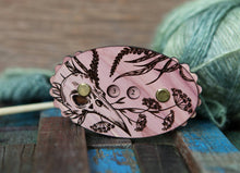 Load image into Gallery viewer, Raven Skull Wood Row Counter with Forest Plants &amp; Yarrow: Walnut
