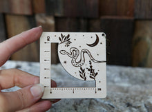 Load image into Gallery viewer, Snake with Moon Gauge Ruler - Maple &amp; Bronze Fiber Arts
