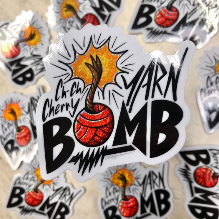 Ch-Ch-Cherry Yarn Bomb Sticker by DKGraham