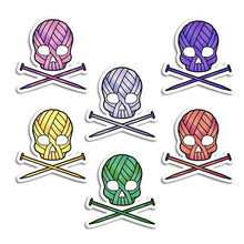 Load image into Gallery viewer, Yarn Skull (Knit) Stickers: Purple / Gloss
