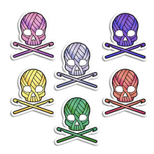 Load image into Gallery viewer, Yarn Skull (Crochet) Stickers: Silver / Gloss
