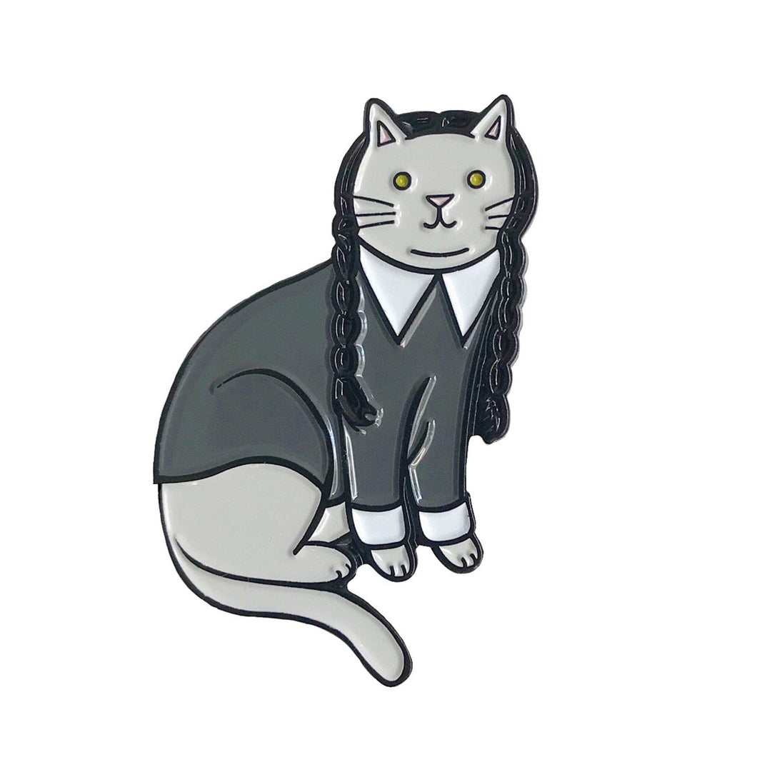 Goth Cat Pin: Gunmetal