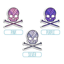 Load image into Gallery viewer, Yarn Skull (Knit) Stickers: Green / Gloss
