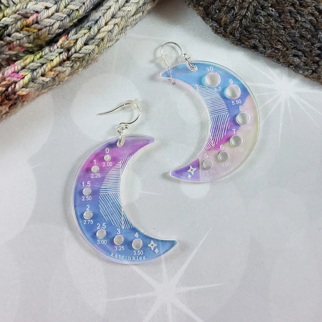 Iridescent Acrylic Moon Needle Gauge Earrings