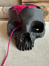 Load image into Gallery viewer, Gothic Skull Yarn Holder - 3D Printed: Galaxy Black
