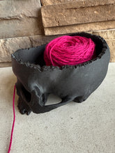 Load image into Gallery viewer, Gothic Skull Yarn Holder - 3D Printed: Galaxy Black
