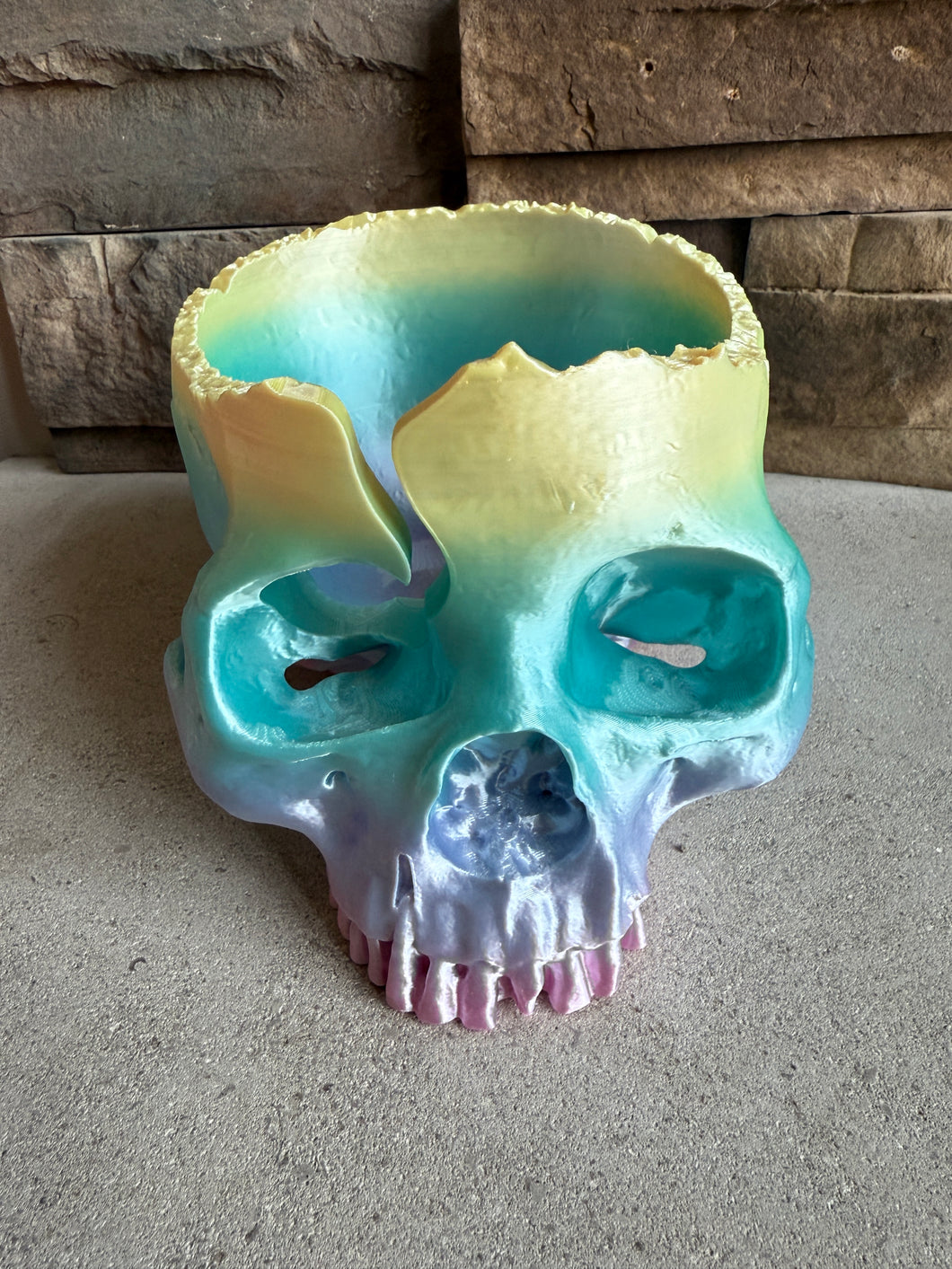 Gothic Skull Yarn Holder - 3D Printed: Rainbow Silk