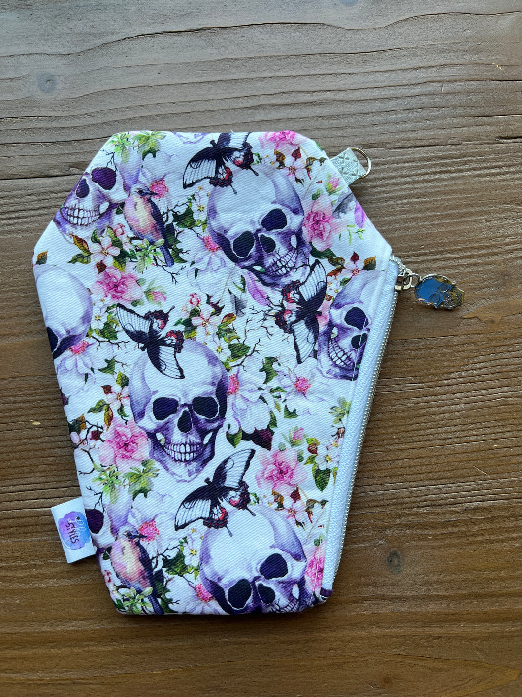 Skull & Butterfly Floral Coffin Bag