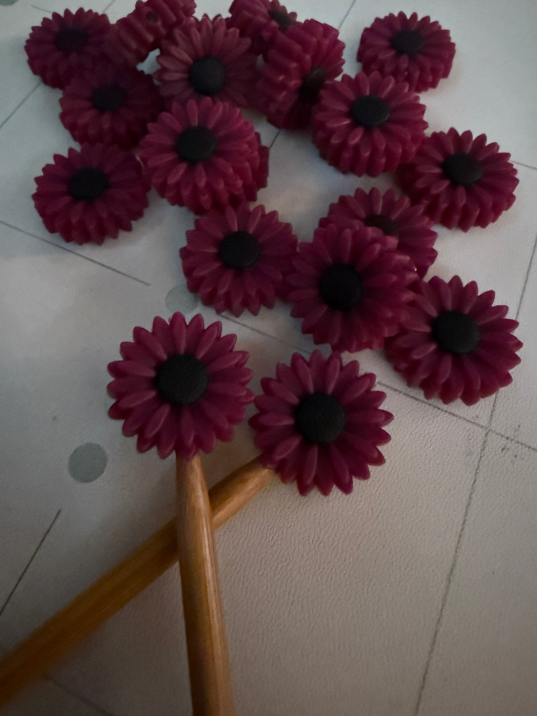 Merlot Boho Flower Needle Stoppers