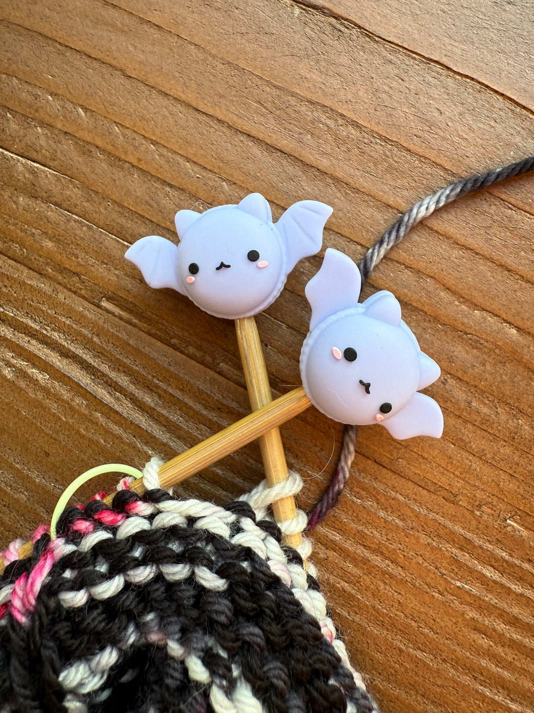 Lavendar bat Macaron  Needle Stoppers