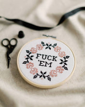 Load image into Gallery viewer, 'Fuck 'Em' Cross Stitch Kit: Mid Pink
