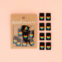 Load image into Gallery viewer, Rainbow Heart Woven Sewing Labels
