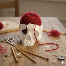Load image into Gallery viewer, Skull Yarn Bowl: Gold/Purple/Black
