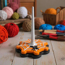 Load image into Gallery viewer, Halloween Spider Web Yarn Spinner – 3D Printed Yarn Holder: Orange
